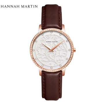 Elegant Top Layer Cowhide or Stainless Steel Strap Luxury Watch Quartz Movement 3ATM Waterproof Ladies Watches